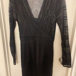 BCBGMaxAzria Black Long Sleeve Lace Dress
